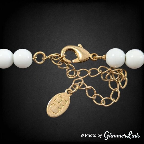 Liz Claiborne Crazy Horse Lucite Bead Gold Tone Choker Necklace - Picture 6 of 9